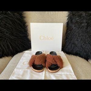 Chloe fur shearling slides